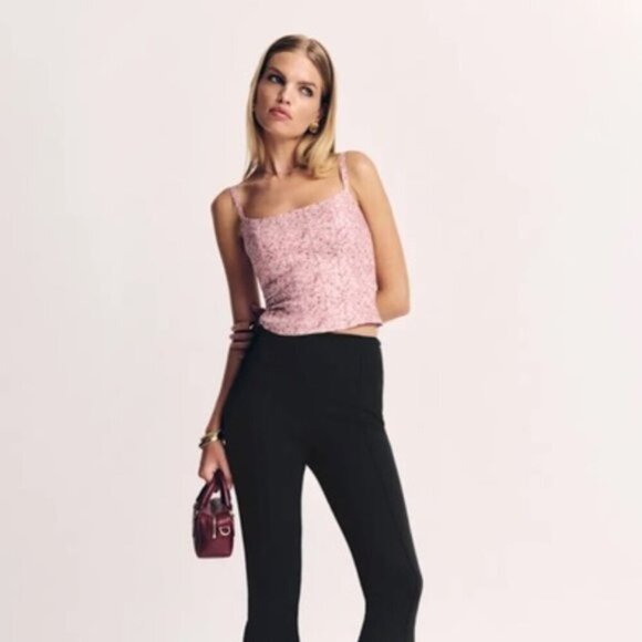 NEW Reformation Hattie Linen Top in Rosin Pink Floral | size 0 - Picture 2 of 12